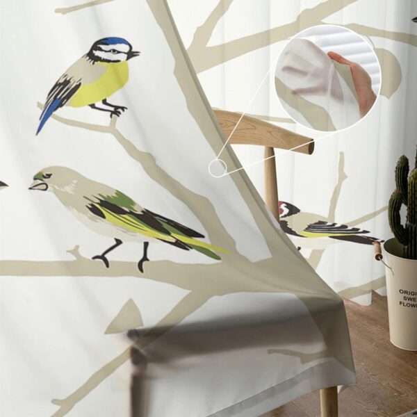 Bird Branches Tulle Sheer Curtains for Living Room Decoration Curtains for the Room Bedroom Kitchen Voile Organza Curtains - Image 5