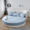 Round Bed Sheets Cotton Fitted Mattress Cover Bedding Protector - 220cm Diameter - Image 2