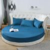 Round Bed Sheets Cotton Fitted Mattress Cover Bedding Protector - 220cm Diameter