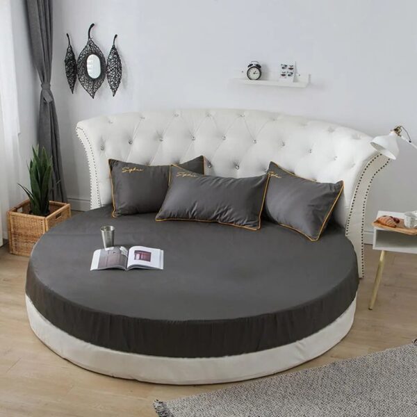 Round Bed Sheets Cotton Fitted Mattress Cover Bedding Protector - 220cm Diameter - Image 4