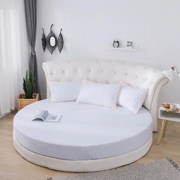 Round Bed Sheets Cotton Fitted Mattress Cover Bedding Protector - 220cm Diameter - Image 6