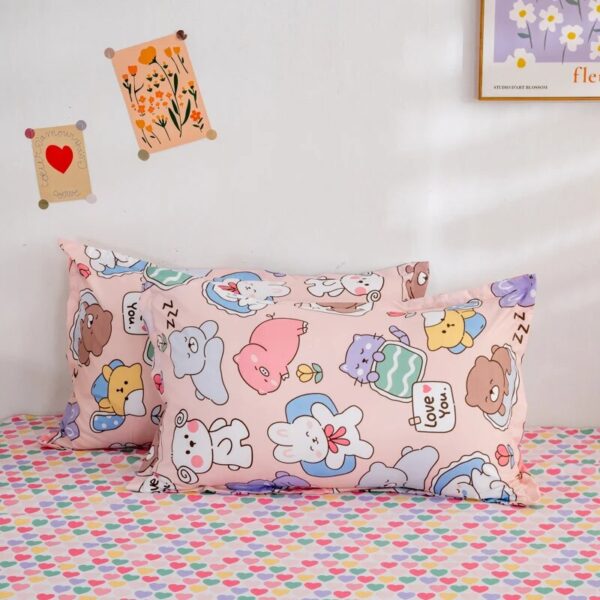 Kawaii Bed Sheets Adorable Bear-Themed Bedding Set for Kids in Single and Double Sizes - Image 4