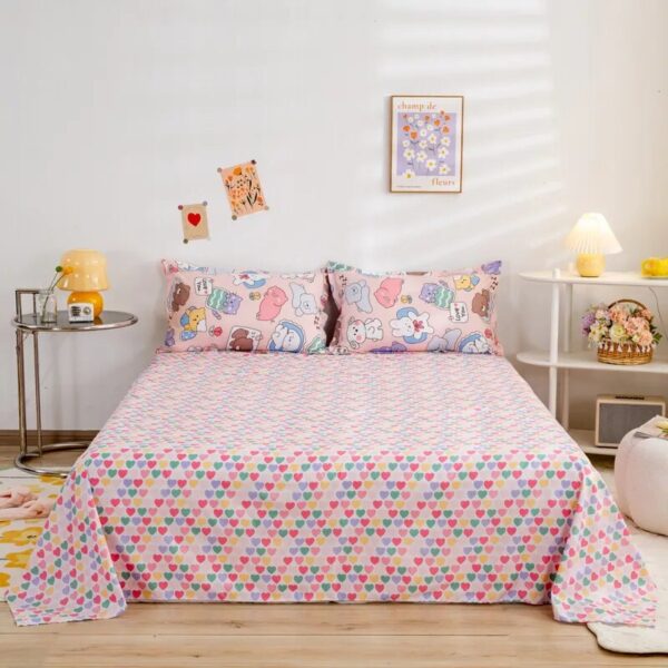 Kawaii Bed Sheets Adorable Bear-Themed Bedding Set for Kids in Single and Double Sizes - Image 5