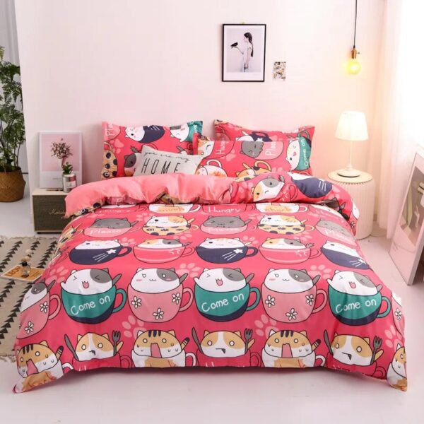 Kawaii Bed Sheets Cartoon-Themed Duvet Cover Bed Set for Double Beds with Luxurious Pillowcases - 200x200 Size (Sheet Not Included) - Image 2