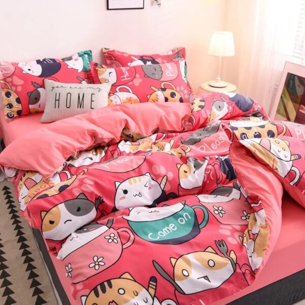 Kawaii Bed Sheets Cartoon-Themed Duvet Cover Bed Set for Double Beds with Luxurious Pillowcases - 200x200 Size (Sheet Not Included)