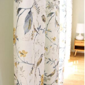 Bird Curtains Pastoral Bird Print Half Blackout Curtains for Living Room and Bedroom with Tulle Cortina Fabric Drapes