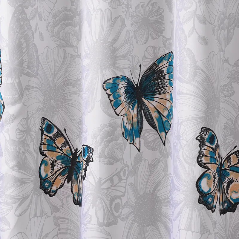 Butterfly Shower Curtain Stylish Bathroom Decor with Hooks and Eco-Friendly Polyester Cloth