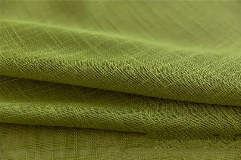 Green Linen Curtains Thick Cross Linen Voile Curtains for Modern Living Room and Bedroom - Simple Window Screen Blinds and Tulle Window Drapes