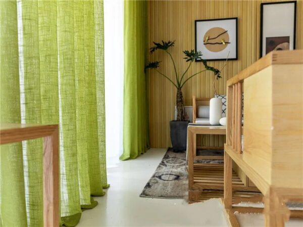 Green Linen Curtains Thick Cross Linen Voile Curtains for Modern Living Room and Bedroom - Simple Window Screen Blinds and Tulle Window Drapes - Image 7