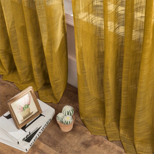 Green Linen Curtains Thick Linen Sheer Curtain Fabric for Sliding Doors, Window Screening, and Long Curtains - Image 6