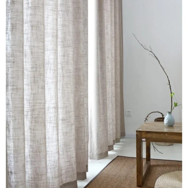 Green Linen Curtains Contemporary Semi-Shading Sheer Curtains for Living Room Balcony Decoration - Image 4