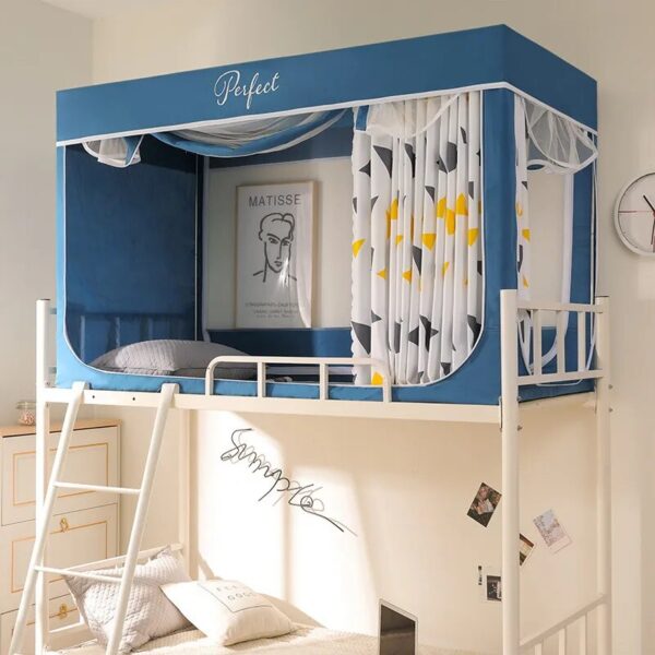 Curtains Behind Bed - Blackout Drapes and Mosquito Net Frame for Student Dormitory, Ideal Privacy Solution for Three Doors - Image 6