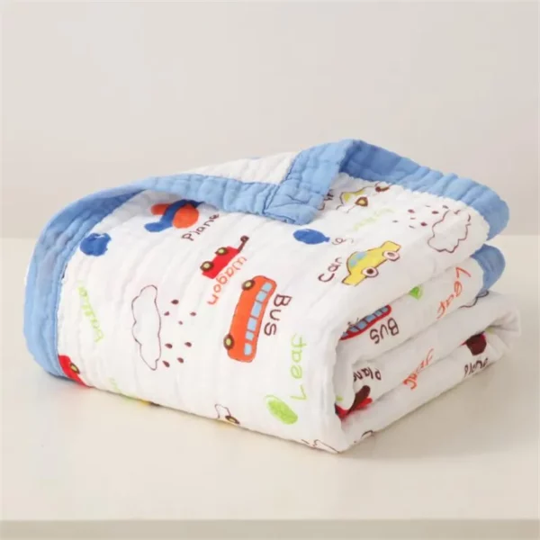 6-Layer Muslin Cotton Baby Quilt – Soft Infant Kids Swaddle Wrap Blanket for Sleeping and Warmth – Cozy Bed Cover Muslin Baby Blanket - Image 7