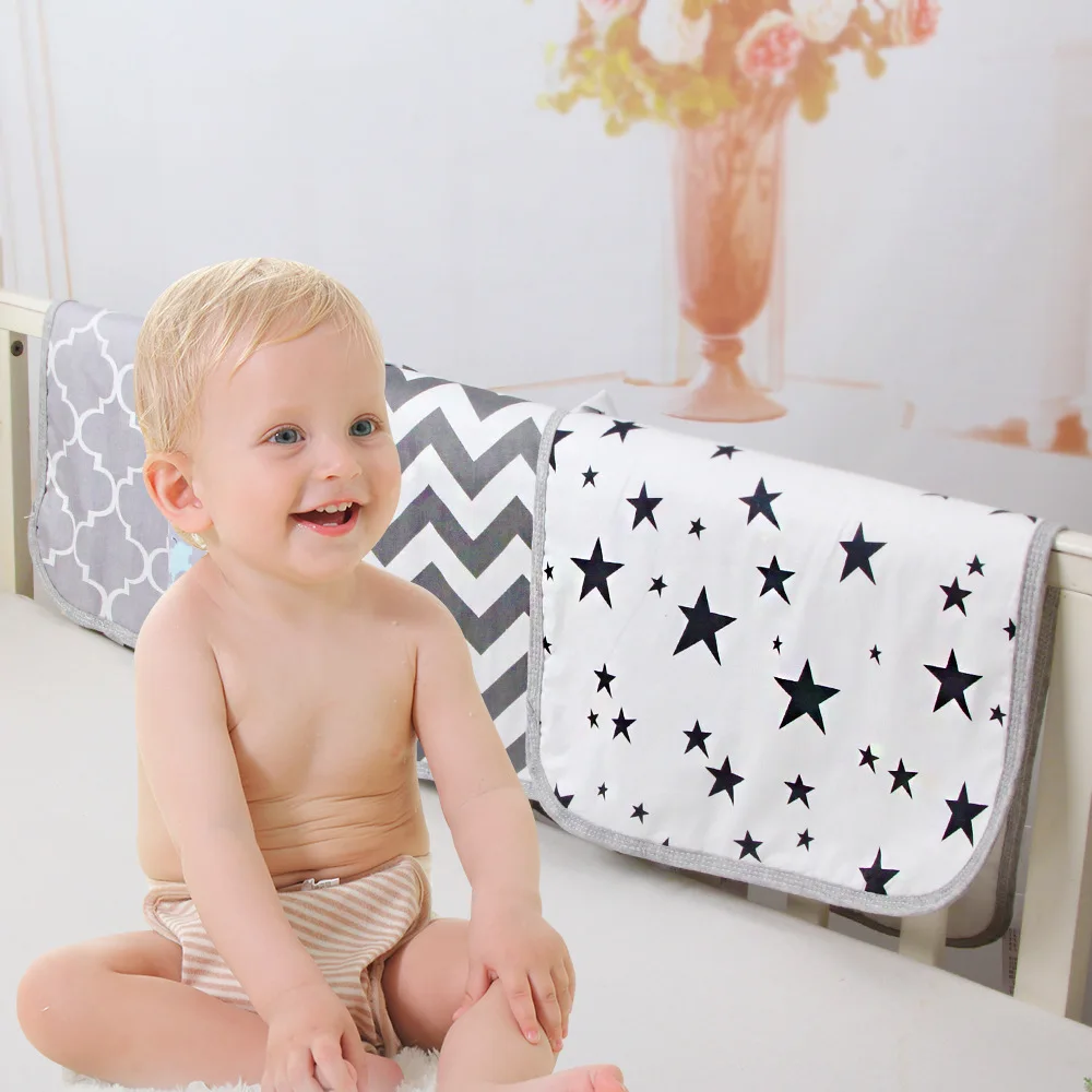 Portable Diaper Changing Pad - Waterproof, Foldable Mini Crib Sheets - 70x90CM Baby Changing Mat for Travel, Play, Stroller, Crib, Car - Washable and Convenient