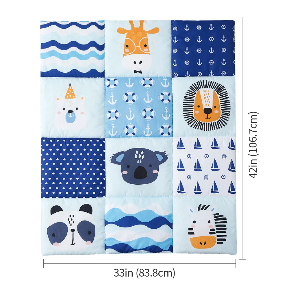 Woodland Animal Nursery Baby Quilt - Soft Cot Comforter - Polyester Bedding Throw Blanket for Crib