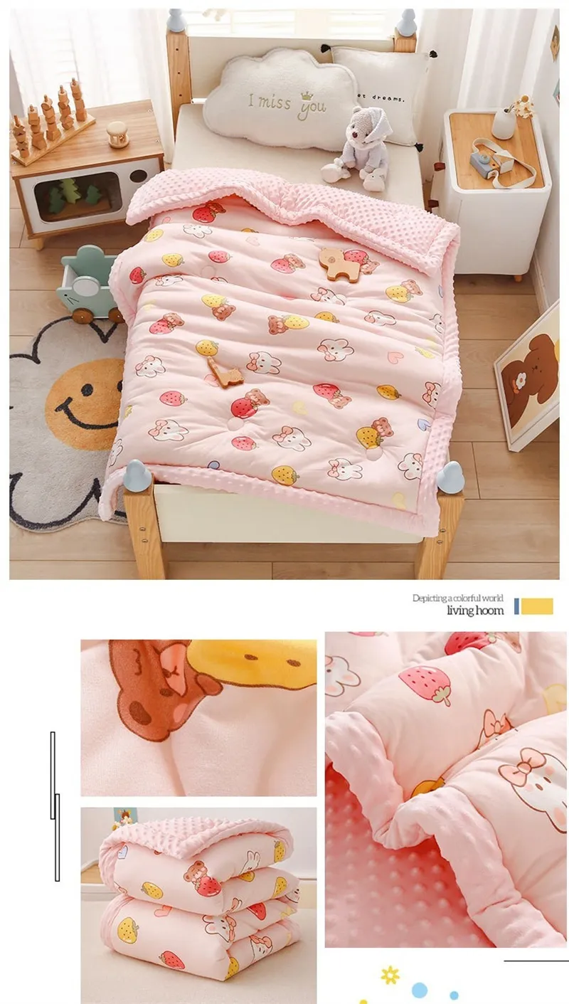 Soft Nap Cover Toddler Quilt - Winter Warm Baby Quilt Comforter, Quilted Blanket for Summer, Thick Blanket for Newborns, Infants - Swaddle Wrap Bedding