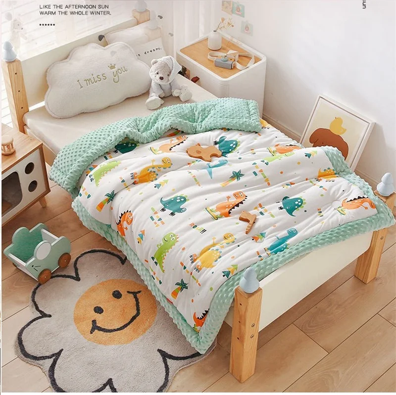 Soft Nap Cover Toddler Quilt - Winter Warm Baby Quilt Comforter, Quilted Blanket for Summer, Thick Blanket for Newborns, Infants - Swaddle Wrap Bedding