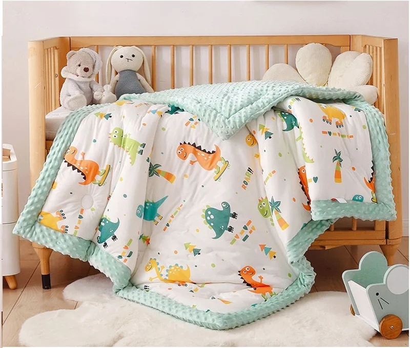 Soft Nap Cover Toddler Quilt - Winter Warm Baby Quilt Comforter, Quilted Blanket for Summer, Thick Blanket for Newborns, Infants - Swaddle Wrap Bedding